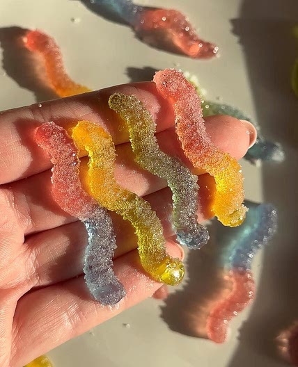 Homemade sour gummy worms