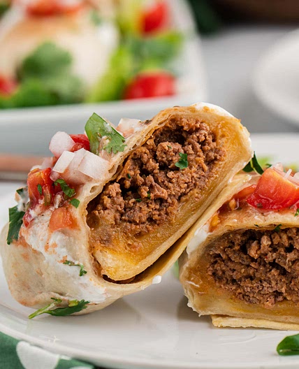 Air Fryer Beef & Bean Chimichangas