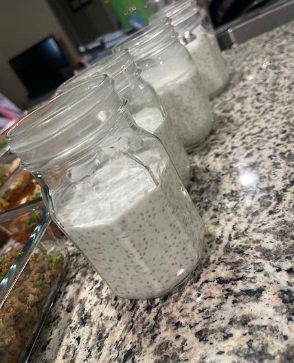 Coconut Greek Yogurt Chia Raspberry Almond parfait 