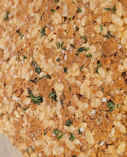 Brown Buttered Tyme & Rosemary Roce Treats