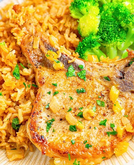 BAKED PORK CHOPS AND RICE