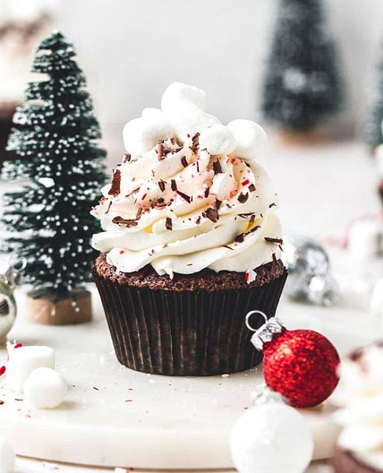 Peppermint Hot Chocolate Cupcakes