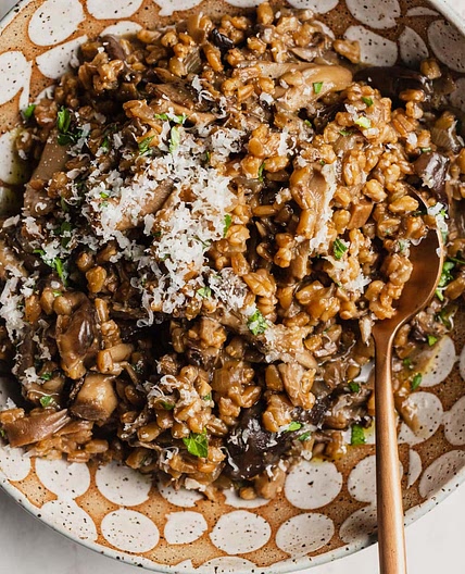 Farro Risotto with Mushrooms and Herbs