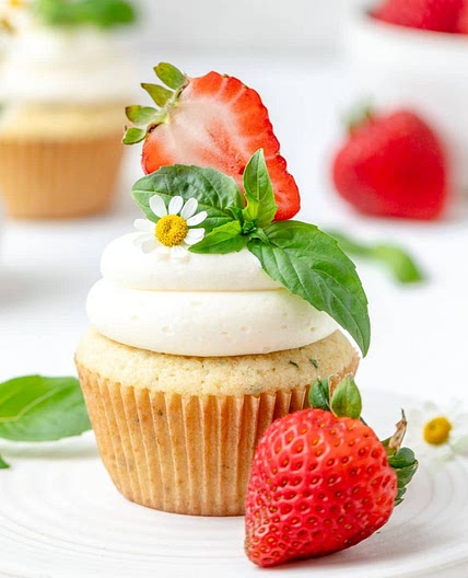 Strawberry Basil Cupcakes