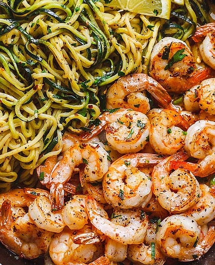 Lemon Garlic Butter Shrimp with Zucchini Noodles