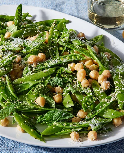 Miso-Garlic Snap Pea Salad With Pecorino & Mint