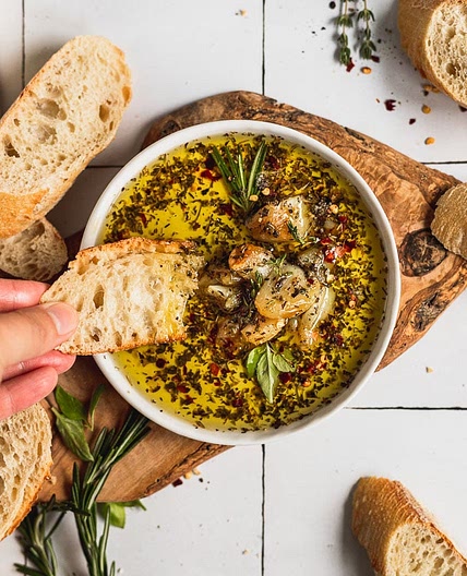 Herby Roasted Garlic Olive Oil Dip