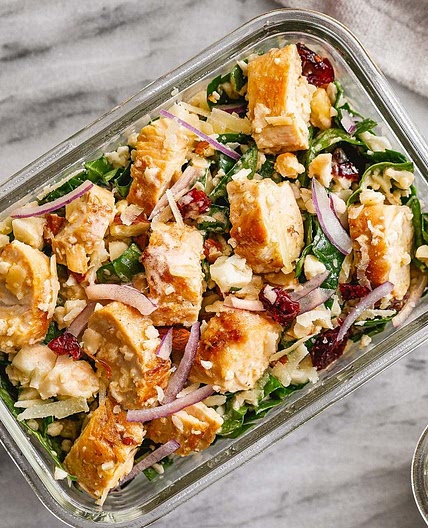 Meal Prep Chicken Spinach Cauliflower Salad