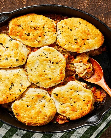 Homestyle Turkey & Biscuit Pot Pie with Carrots, Celery & Fresh Thyme