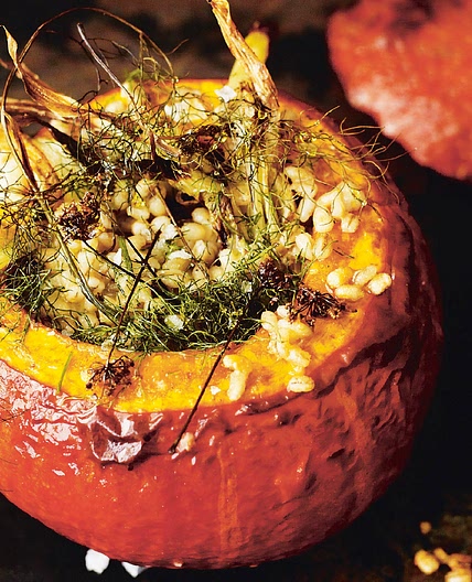 Stuffed squash with fennel and barley