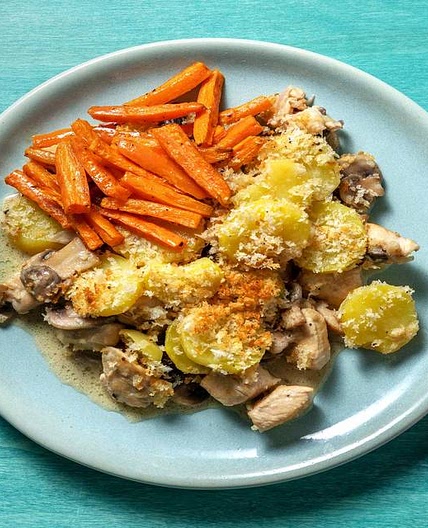 Prince Harry's Chicken Pie with Mushrooms and Roasted Carrots