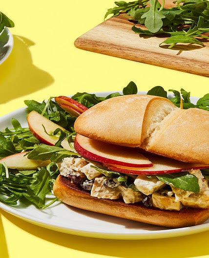 Chicken Salad Sandwiches with Cranberries & Tangy Arugula-Apple Salad