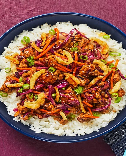 Sweet Chili Pork & Cabbage Stir-Fry with Cilantro & Crispy Fried Onions