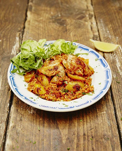 Baked rice with chicken & chorizo