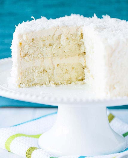 Coconut-Vanilla Bean Cake with Coconut Meringue Buttercream Frosting