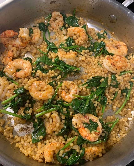One Pan Lemon Pepper Old Bay Shrimp and Couscous