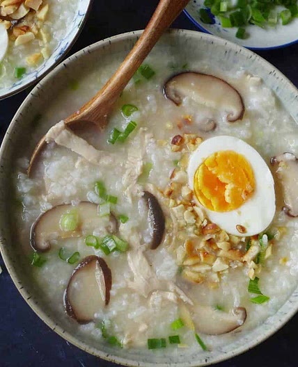 Easy congee with chicken & mushroom (香菇鸡肉粥)