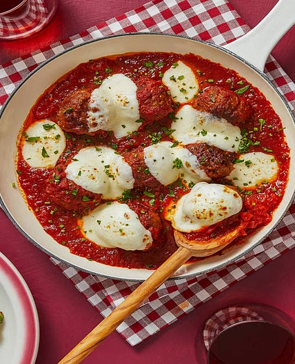 Italian Sunday Supper with Parmesan Pork Meatballs, Buttered Tortelloni, Lemony Broccoli, and Garlic Ciabatta