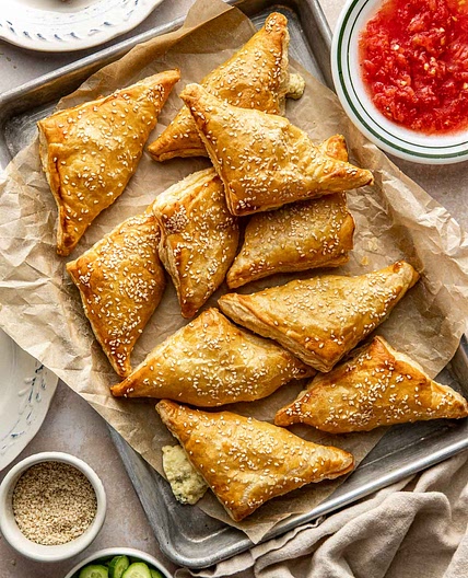 Savory Israeli Cheese Bourekas with Puff Pastry