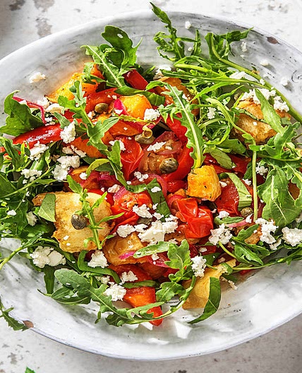 Panzanella Salad with Roasted Butternut and Crumbled Feta