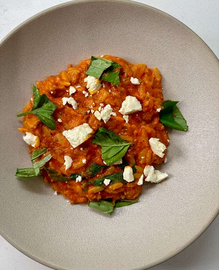 Roasted Red Pepper Sausage Orzo