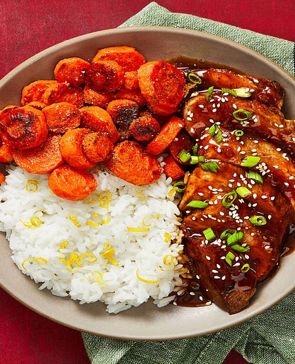 Bulgogi Pork Tenderloin with Roasted Carrots & Lemony Rice