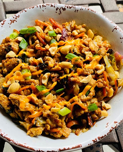 Blackstone Hoisin Peanut Egg Roll Bowls