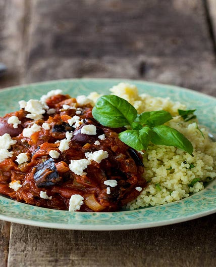 Greek Ragu with Almond, Aubergine & Basil Couscous