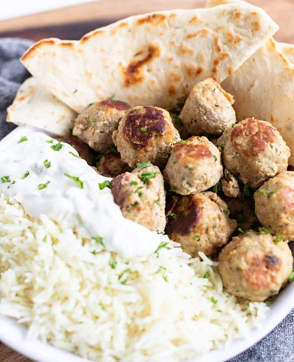 Greek Turkey Meatballs & Tzatziki