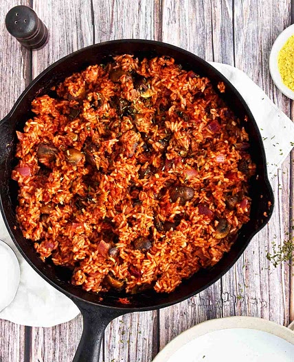 Mushroom and Rice Bake (Oven Rice Dish!)