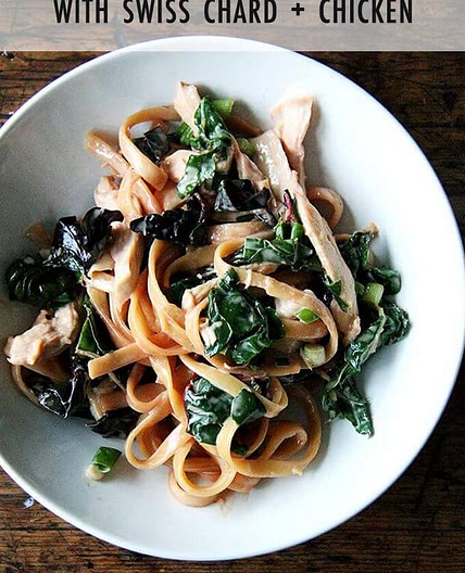 Sesame Noodles with Swiss Chard and Chicken