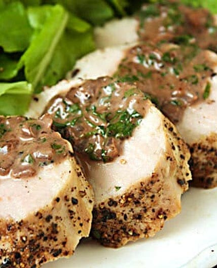 Pork Tenderloin with Burgundy Peppercorn Sauce