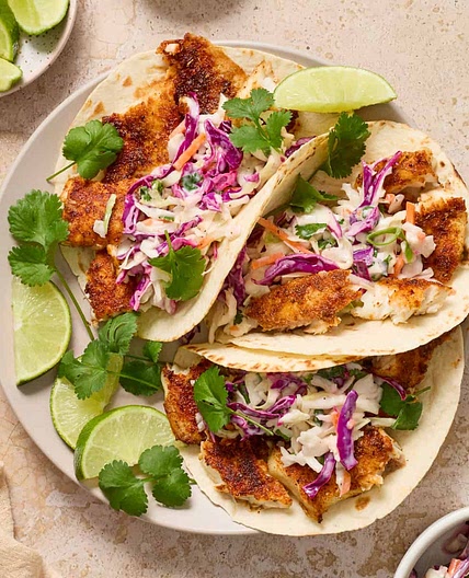 Air Fryer Fish Tacos with Cilantro Lime Slaw
