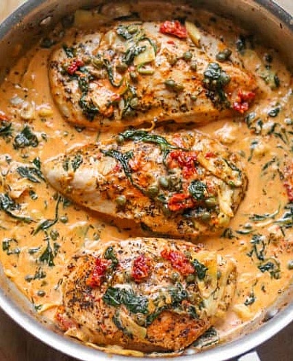 Creamy tuscan chicken and rice