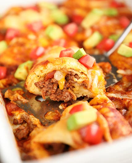 Beef Enchilada Crescent Roll-Ups