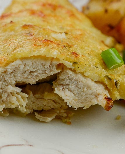 Ninja Foodi Garlic and Parm crusted chicken with roasted potatoes