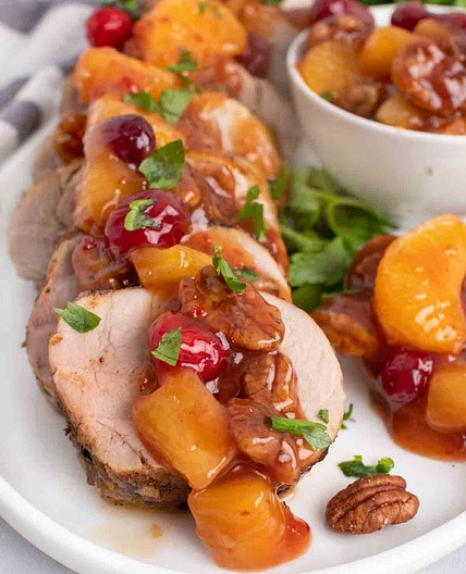 Peppered Pork Tenderloin with a Pecan-Chili Fruit Sauce