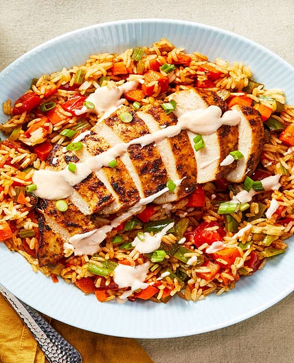 Cajun Blackened Chicken and Rice Bowls with Spicy Crema