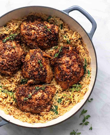 One Pot Greek Chicken and Orzo
