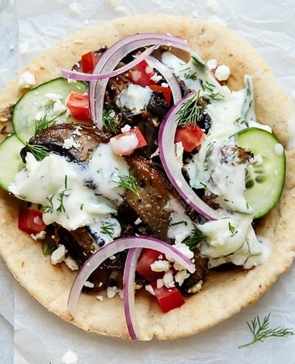 Greek Vegetarian Gyros with Portobello Mushrooms