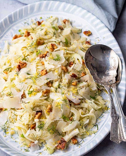 Lemony Fennel Salad with Shaved Parmesan and Toasted Walnuts