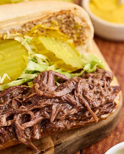 Slow Cooker Roast Beef Debris Po' Boys