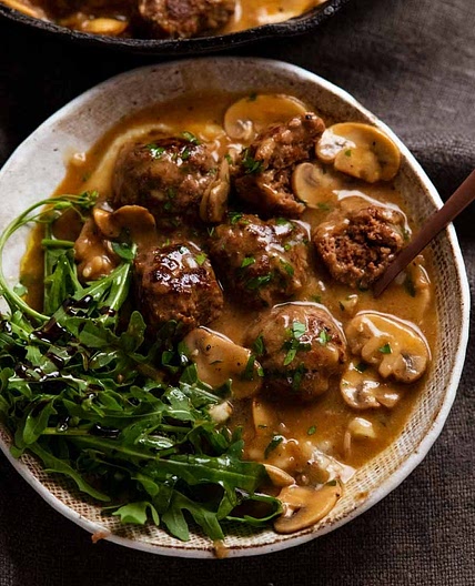 Salisbury steak meatballs with mushroom gravy