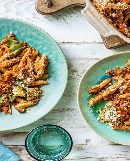 Mexican-Style Beef Pasta Bake with a Cheesy Crumb Topping