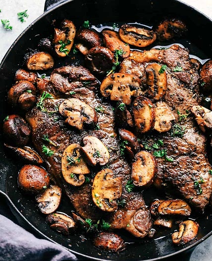 Garlic Butter Herb Steak and Mushrooms