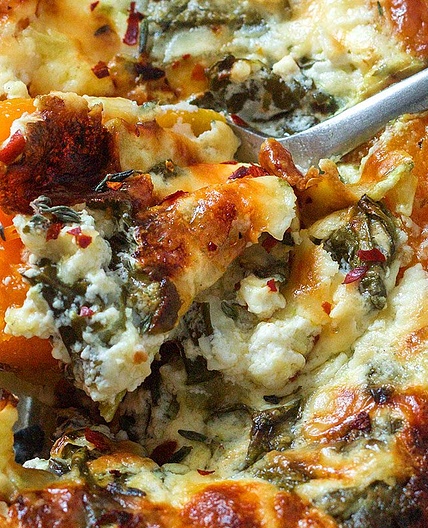 Creamy Four Cheese Spinach Butternut Squash