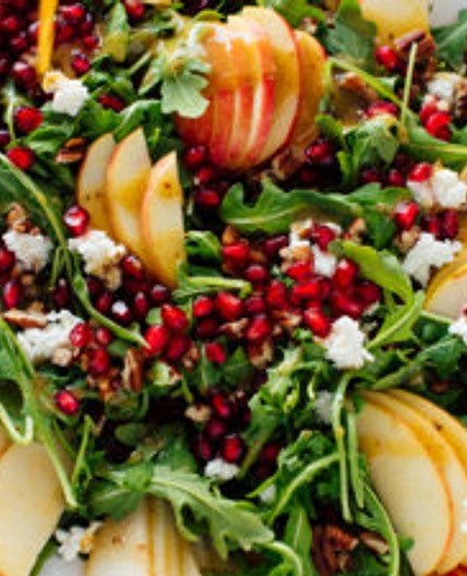 Pomegranate & Pear Green Salad with Ginger Dressing