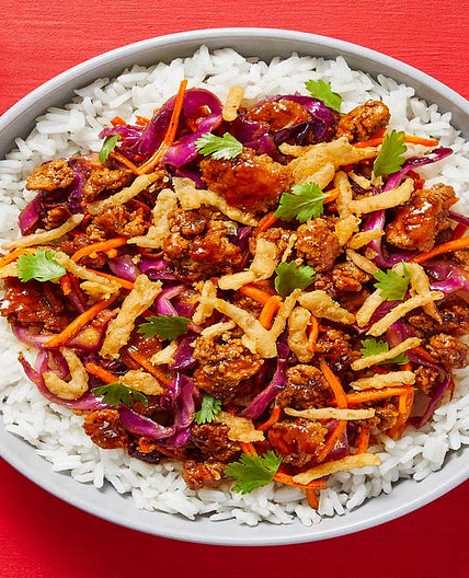 Sweet Chili Pork & Cabbage Stir-Fry with Cilantro & Crispy Fried Onions