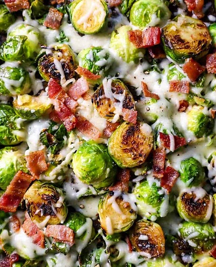 Cheesy Bacon Brussels Sprouts