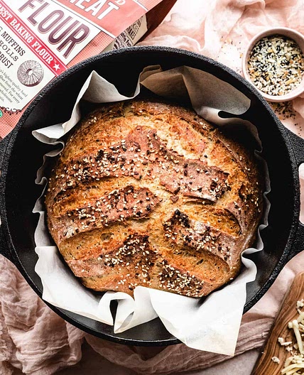 Dutch Oven Bread with Cheddar and Everything Bagel Seasoning